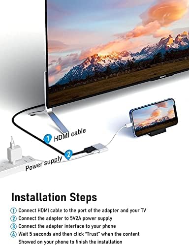 [Apple MFI Certified] Lightning למתאם HDMI Digital AV, 1080p מתאם AV דיגיטלי וידאו וידאו וסינון שמע ממיר